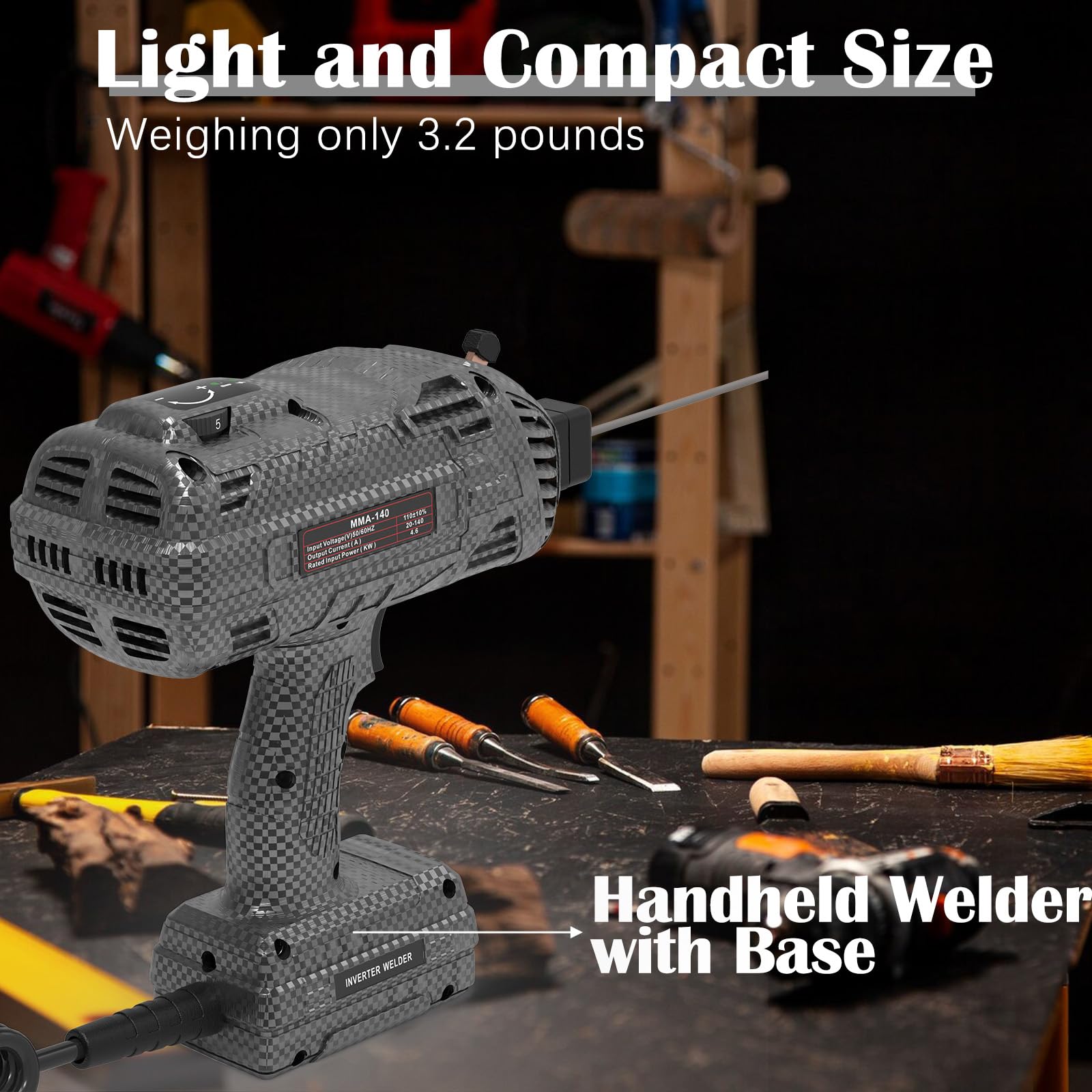 Soldador de mano, soldador portátil de 20-140 A, 110 V, inversor IGBT, soldador de mano de palo, 20 varillas soldadoras portátiles de mano, pistola de soldadura con arranque en caliente y