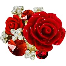 CZ Rose Flower Resin Gemstone Statement Rings for Women