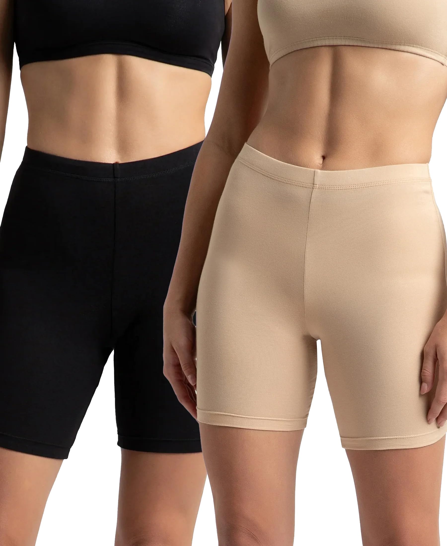 1529 Women's High Coverage Super Combed Cotton Elastane Stretch Mid Waist Shorties with Concealed Waistband (Pack of 2)
