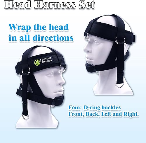 Miniatura 5 de J Bryant Neck Harness Head - Weight Lifting with Resistance Tube Bands - Door Anchor Set Adjustable Neck Training Strap Exercise Equipment