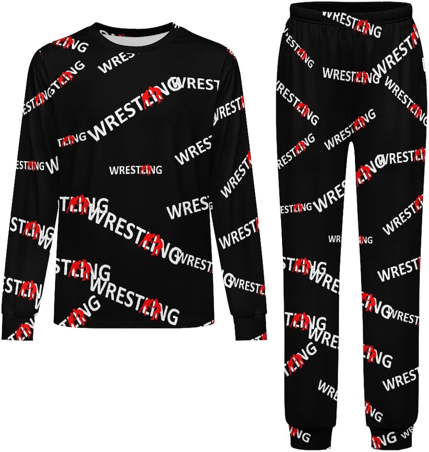 Wrestling Unisex 2 Piece Pajamas Set Sleepwear Tops and Bottom Loungewear Funny 12-14Y