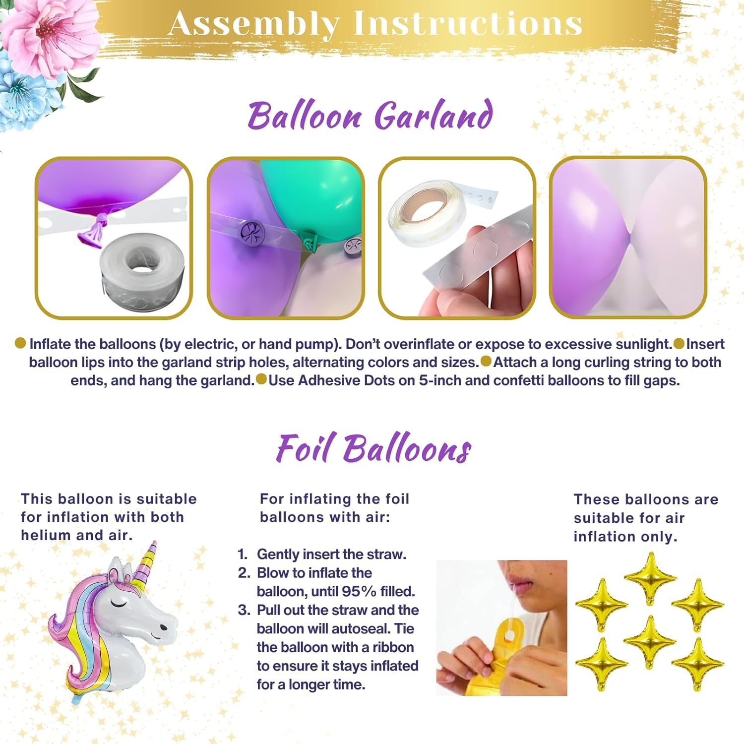 245 Pc Premium Unicorn Birthday Decorations for Girls Kit, All-in-1 Party Supplies Pack With Balloon Garland, Fringe Curtains, Foil Balloons, Backdrop, Crown, Sash - Pink, Purple, Teal, Gold