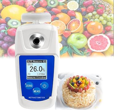 0-55% Digital Brix Refractometer, Fruit Sugar Meter with Backlit Display Screen,  0.1% Precision and Automatic Temperature Compensation, Refractive Index 1.3331.431, Brix Meter, for Food, Beverage
