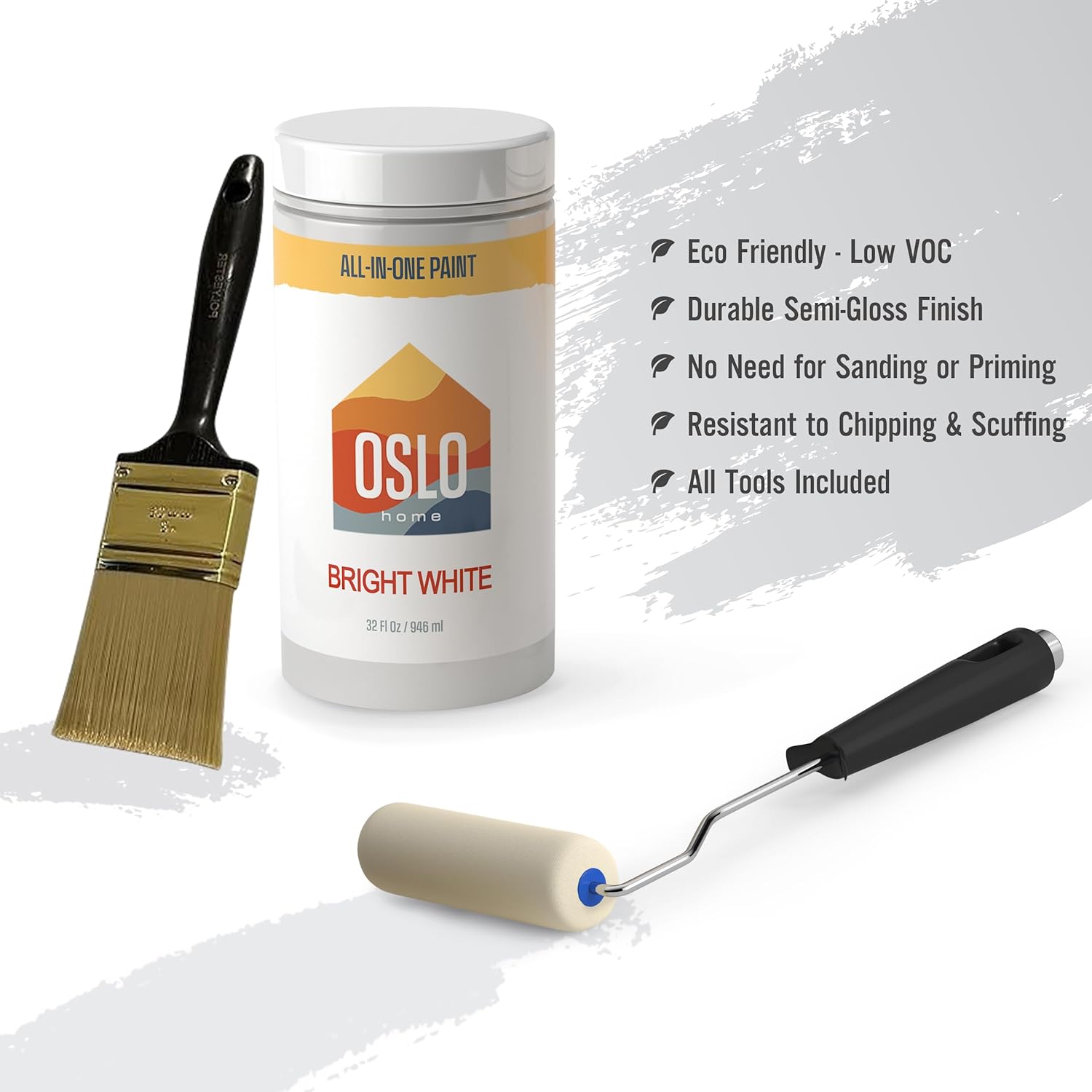 All-In-One 7 Piece Paint Makeover Kit, Bright White, 64oz, ‎Satin, for Cabinets and Furniture