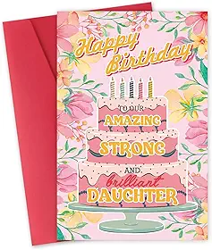 Cartão de aniversário de filhas, cartão de feliz aniversário para filha de pai mãe, cartão de aniversário para filha adulta, presentes de aniversário para minha filha