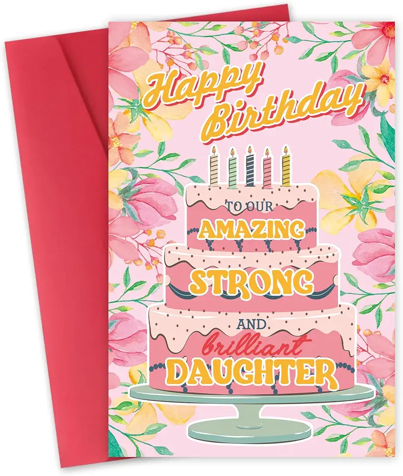 Cartão de aniversário de filhas, cartão de feliz aniversário para filha de pai mãe, cartão de aniversário para filha adulta, presentes de aniversário para minha filha