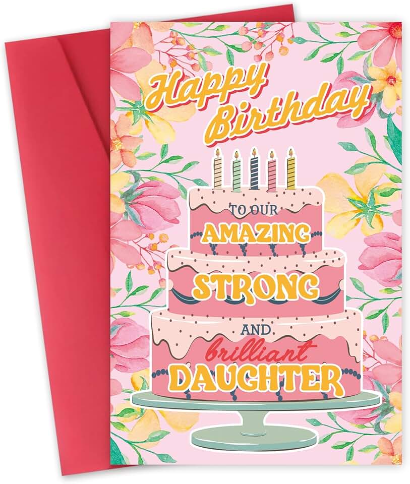 Cartão de aniversário de filhas, cartão de feliz aniversário para filha de pai mãe, cartão de aniversário para filha adulta, presentes de aniversário para minha filha