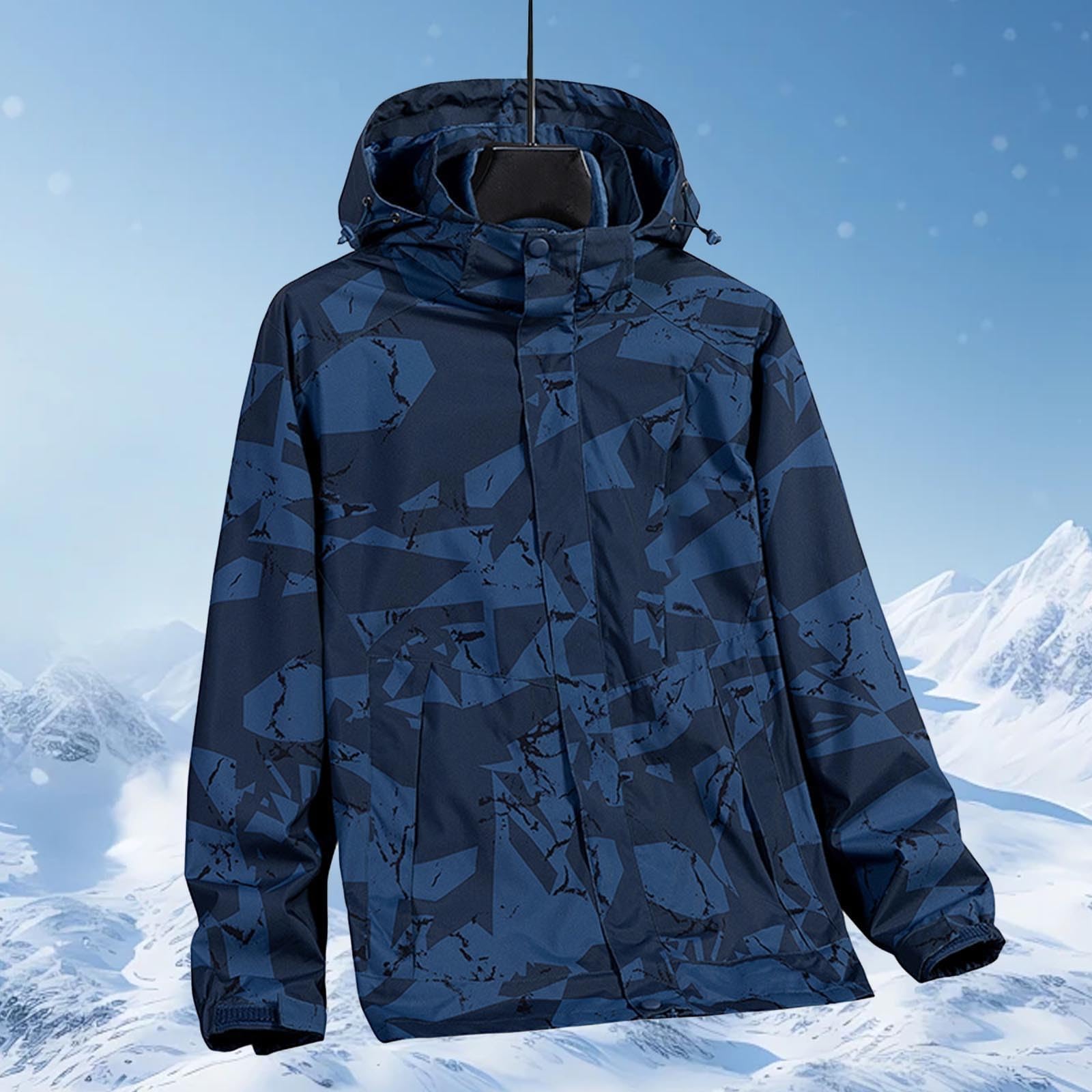 Giacca impermeabile da uomo, con cappuccio, taglio sportivo, per il tempo libero, alla moda, stampata, per il fitness, giacca a vento, Blu, XXXXXL