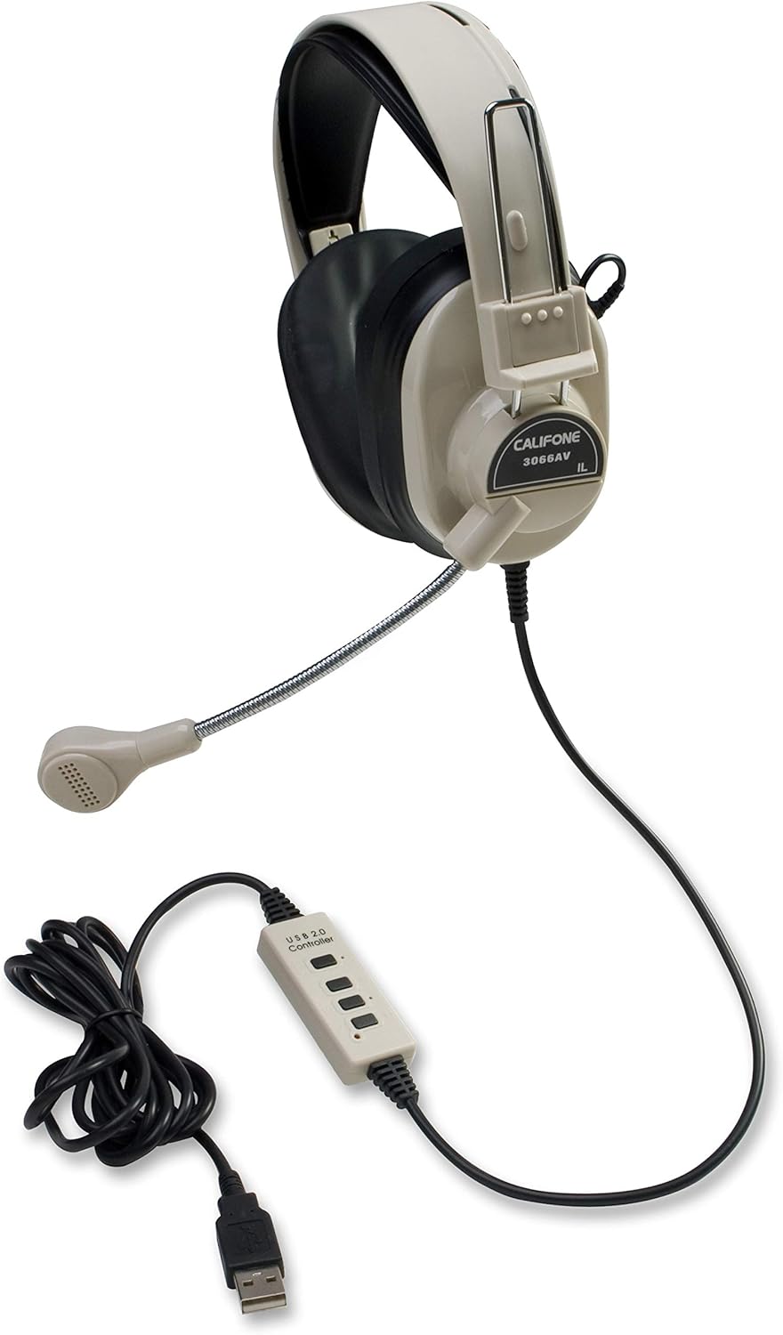 Califone 3066USB Rugged Headset w/USB Plug, Beige