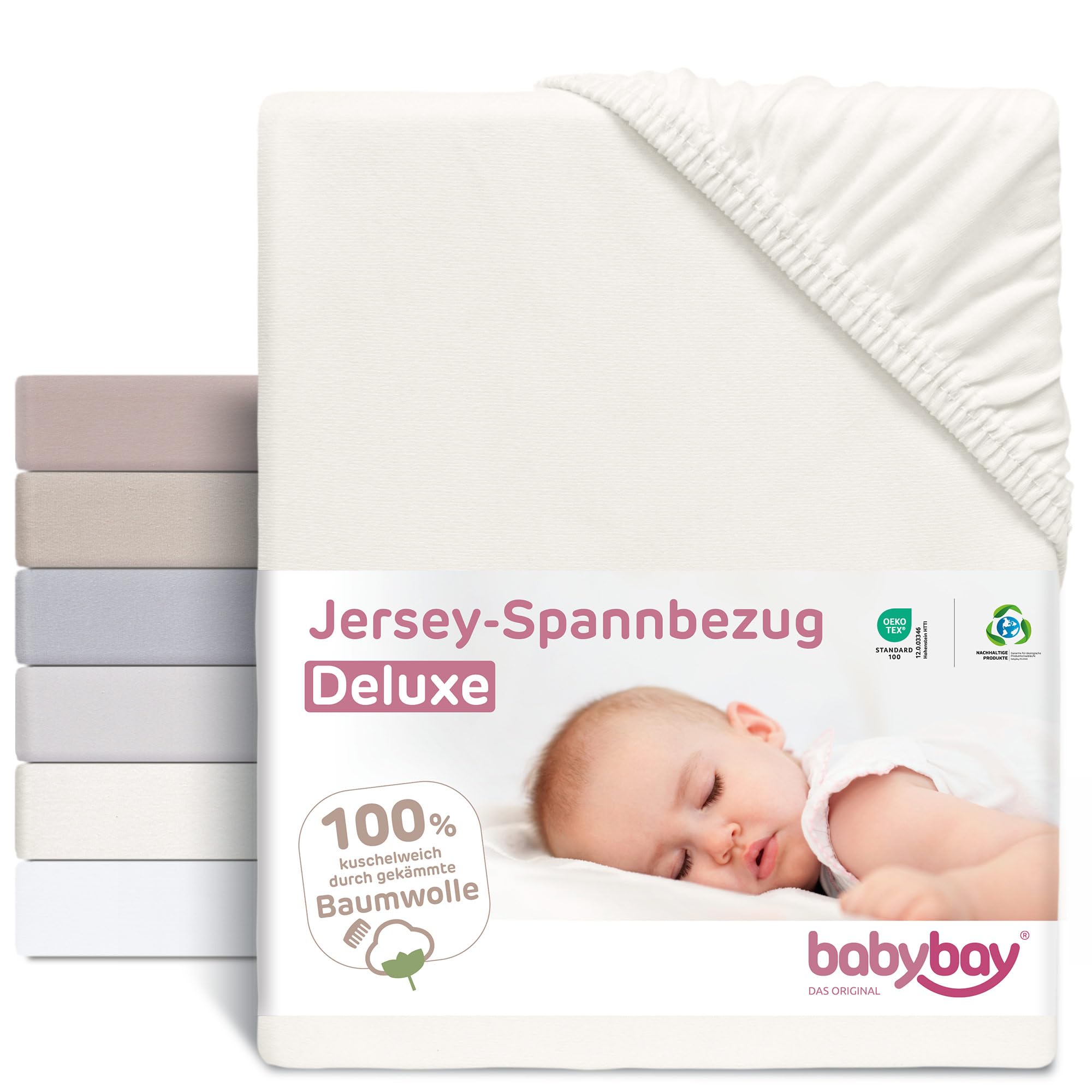 babybay Jersey Cover Deluxe Suitable for Model Original and Light, Off-White