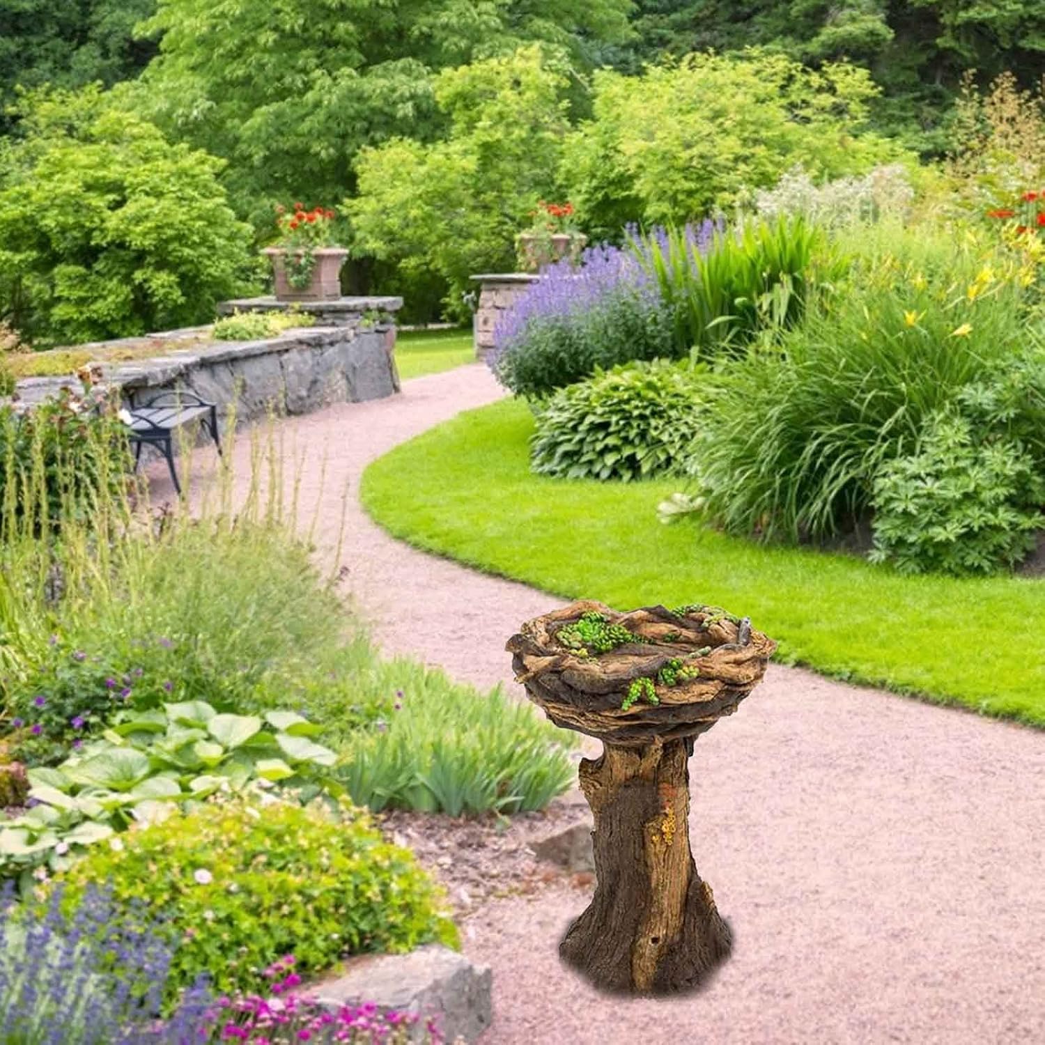 Succulents Decoration Courtyard for Home Birdbath Bath Resin Bird Garden Antique Patio Lawn & Garden Squirrel Spinning Feeder (Multicolor, One Size)