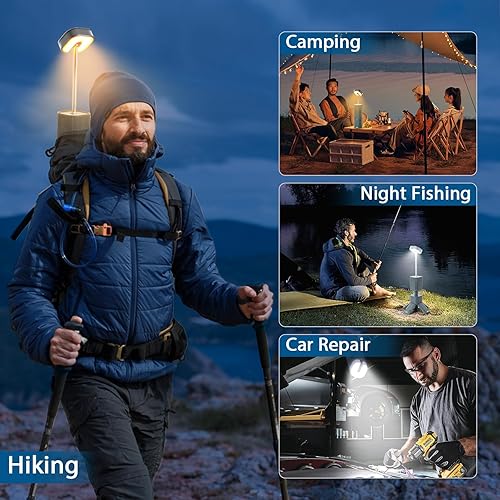 Miniatura 5 de Yoobao Linterna de camping recargable, 5 modos de luz, funciona con batería de 14000 mAh, luces telescópicas para exteriores, base magnética,