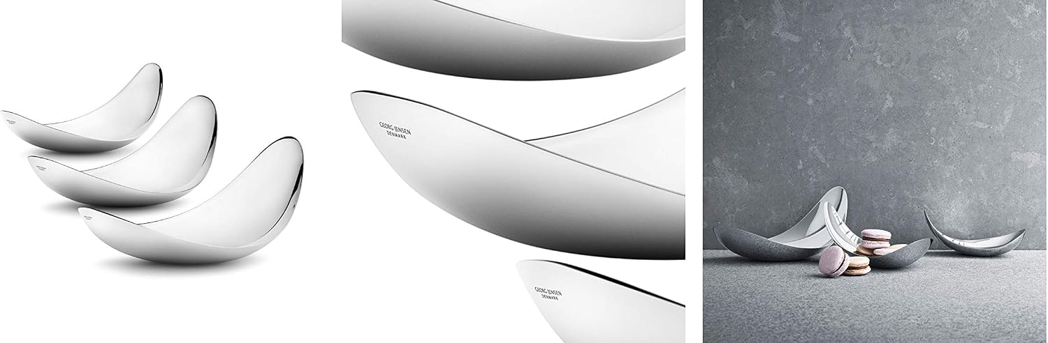 Georg Jensen Leaf Mirror Dish Set 3 Pcs