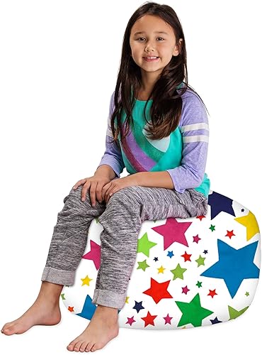 Miniatura 224 de Posh Funda de Silla Puf Rellenable para Almacenamiento de Animales de Peluche para Niños - Organizador de Juguetes Infantiles, Grande-38 - Lona