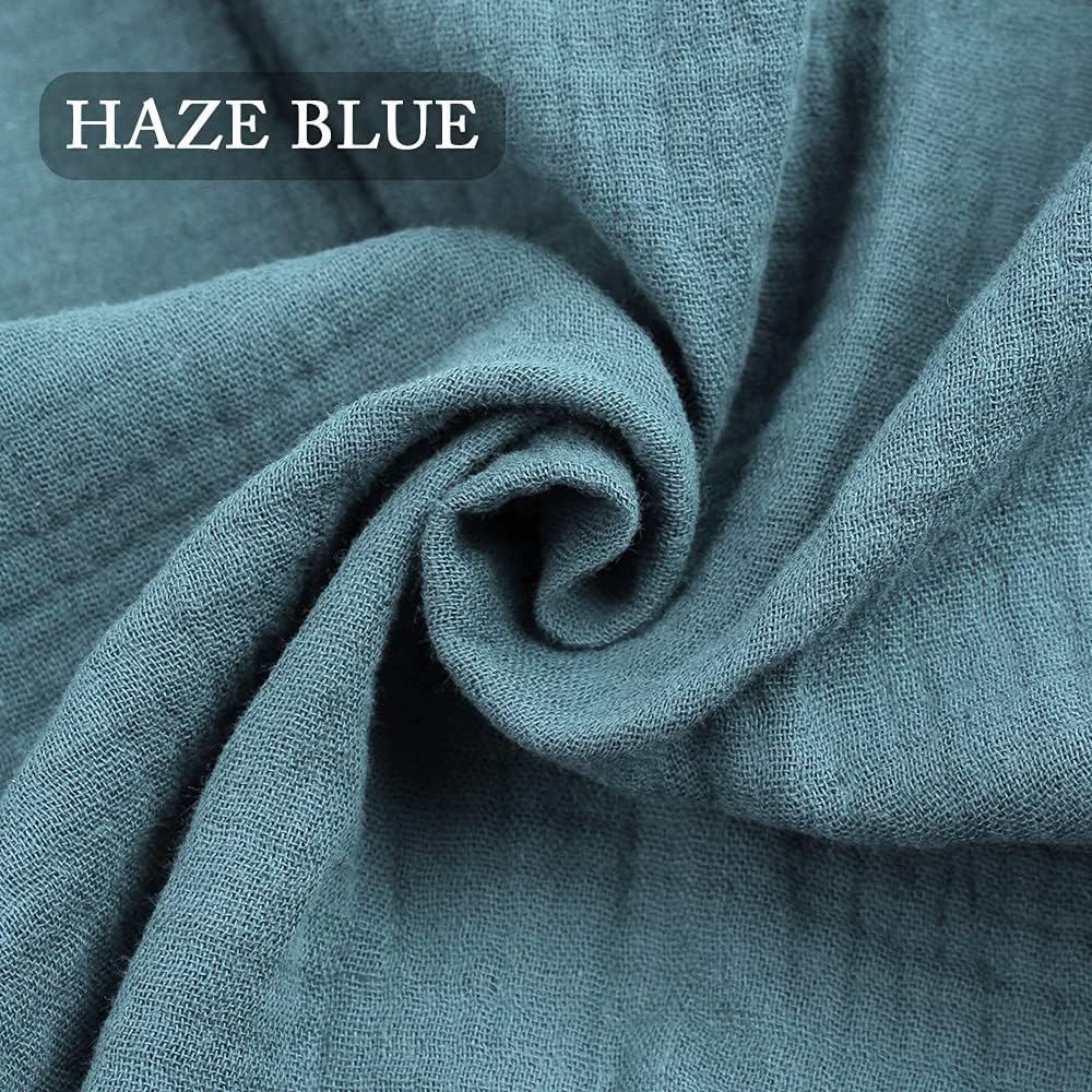 Wrinkle Gauze Cotton Material Quilting Sewing Craft Fabric Table Runners Decor Cloth for Party, Wedding Cheesecloth Kitchen Cooking (Haze Blue, 2Yard)