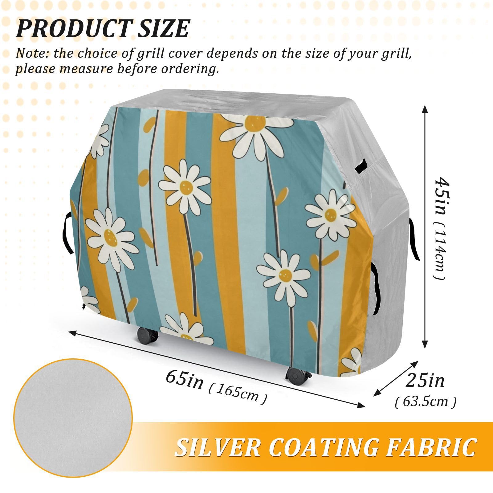 Simple Daisy Minimalistyczny pokrowiec na grill, 158 cm, wodoodporny, wytrzymały, odporny na blaknięcie i promieniowanie UV, z regulowanym sznurkiem, chroniący przed kurzem i wiatrem