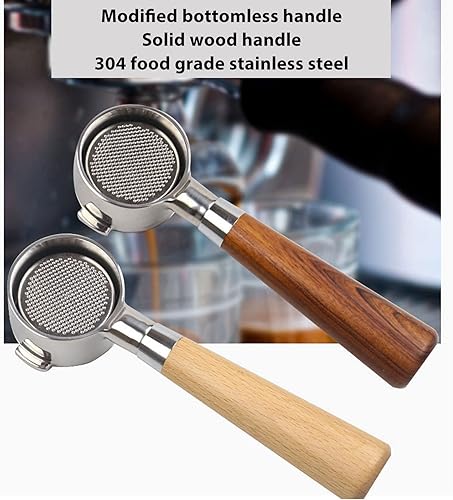 Miniatura 6 de Portafiltro de 2.008 in 2 orejas sin fondo mango de café piezas de repuesto de acero inoxidable portafiltro sin fondo para Delonghi ECO310 (F