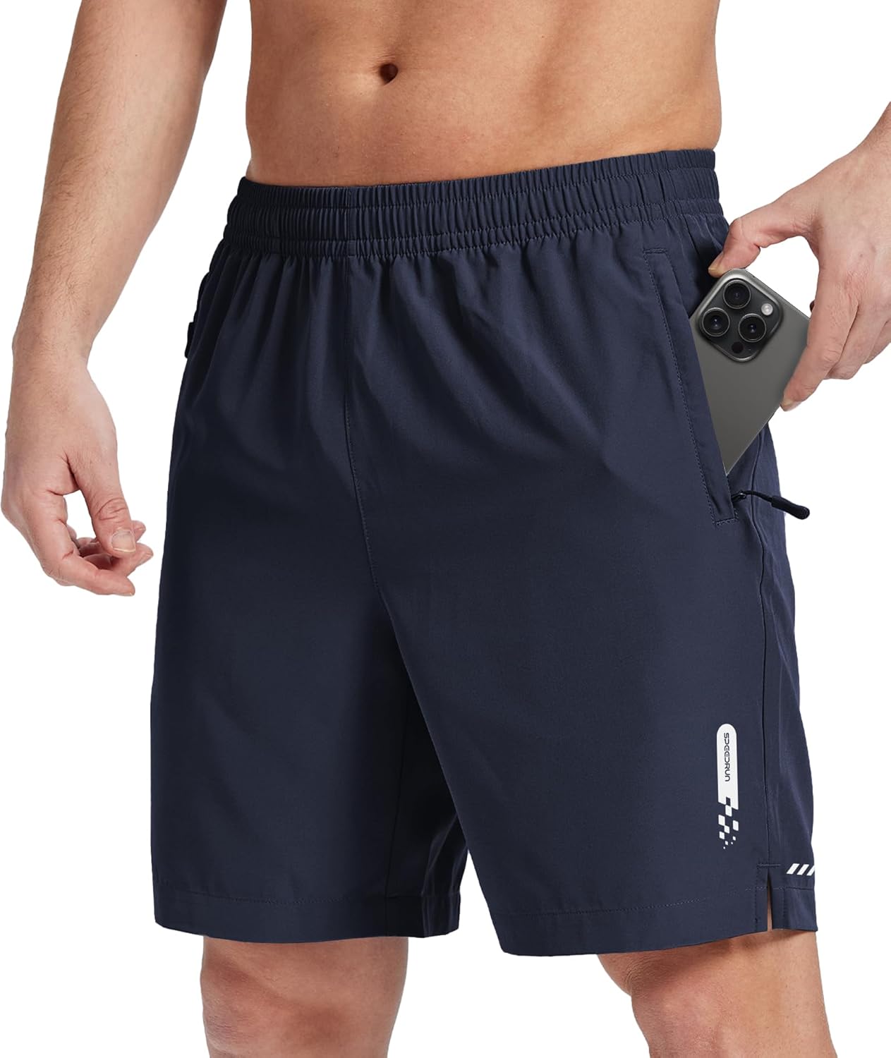 ZITY Mens Athletic Running Shorts with Zipper Pocket 7'' Gym Workout Lightweght Sport Basketball Tennis Hiking Shorts for Men