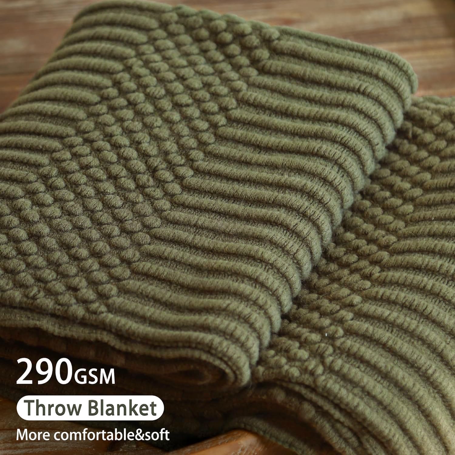 Blagic Knitted Throw Blanket for Couch, Bed and Sofa. Super Soft Blanket with Tassels, Dark Green Throw Blanket, 50 x 60 Inches Lightweight & Cosy Home Decor - Image 3