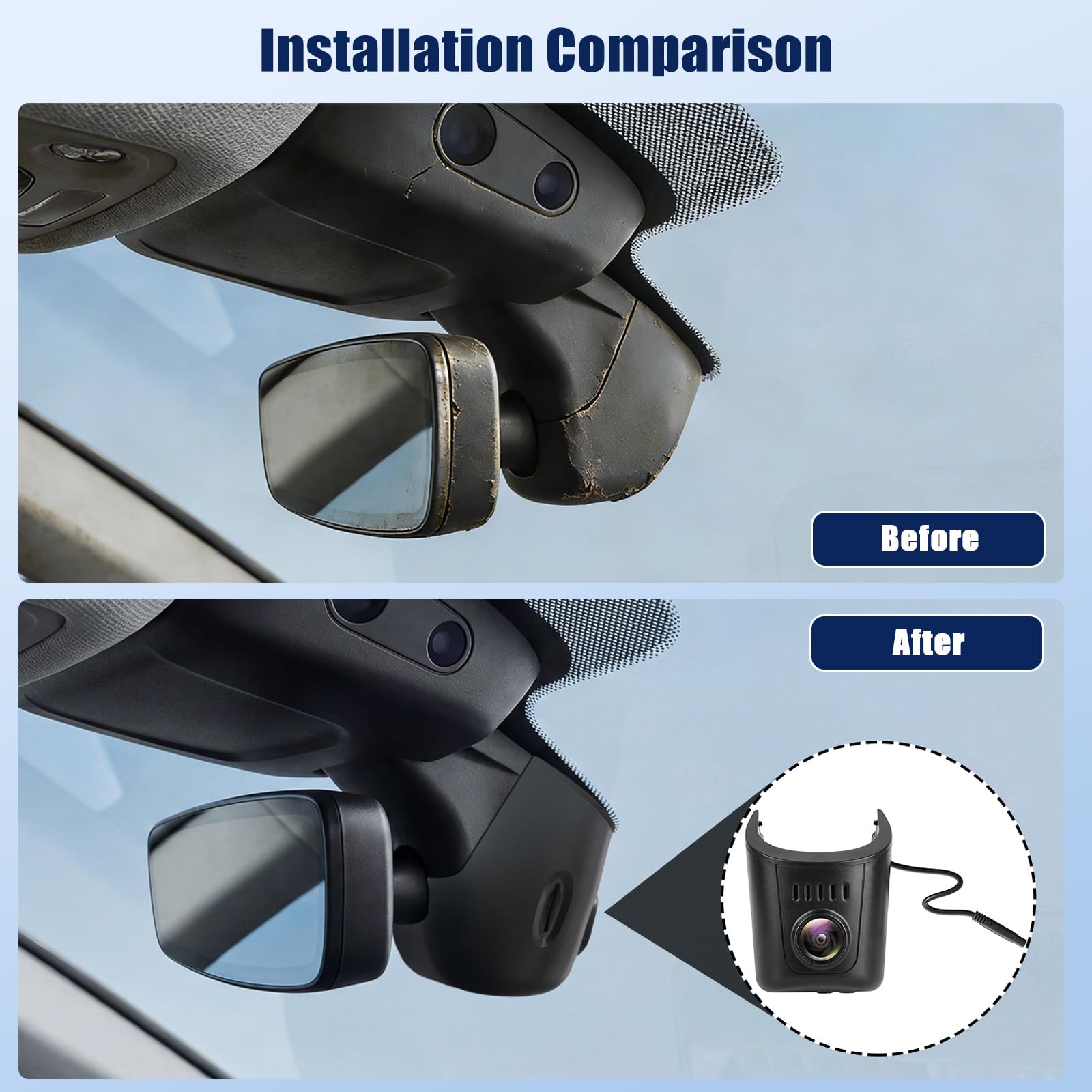 4K Dashcam para Coche Apto para Audi A1 A3 A4 A5 A6 A7 A8 e-Tron Sportback GT Q2 Q3 Q5 Q7 Q8 TT R8 2019-2026, 4K WiFi-App, OEM, 2160P UHD Video, Sensor G, visión Nocturna, Plug & Play