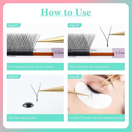 Miniatura 212 de NAGARAKU YY Extensiones de Pestañas de Alta Capacidad 54 Filas 0.07 D Rizado 7-15mm Longitud Mixta Suministros Y Pestaña 4D Volumen Ruso Cruzado YY