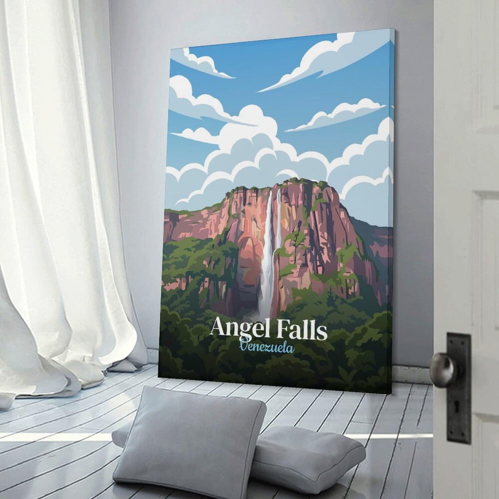 Junmoney Angel Falls, Venezuela Travel Wall Art Print 24x36inch(60x90cm), for Corridors, Hallways Or Apartment Entries, Wall Decor to Refresh Empty Corners