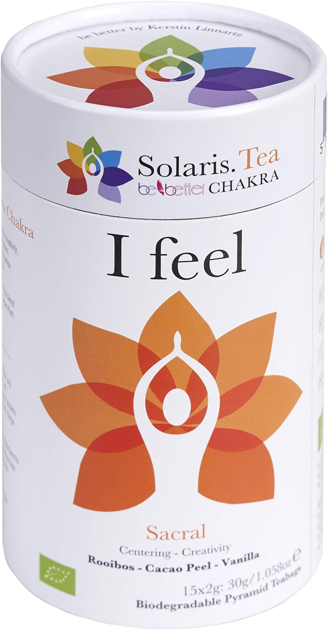 "I Feel" Sacral Svadhistana Chakra | Organic Tea | Be Better Chakra by Kerstin Linnartz, 15x Biodegradable Pyramid Teabags, (1 x 30 g)