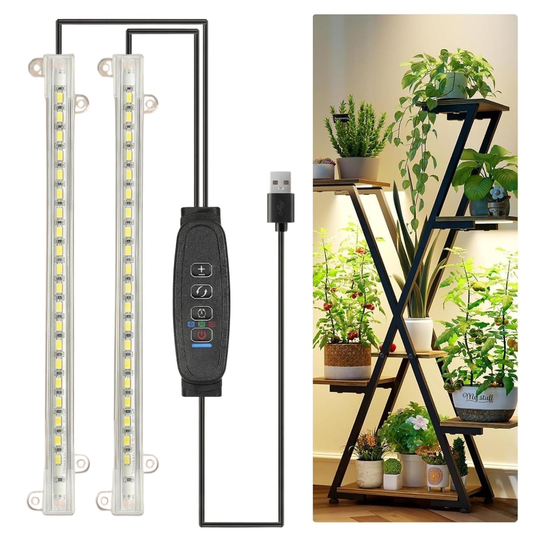 ecofynd Aira2 Grow Light for Indoor Plants (Seedlings & Leafy herbs), White Spectrum 3/9/12 Hrs Auto On/Off Automatic Timer, 2 Head 10 Watt LED Artificial Sunlight, 1.8M Wire Type C Connector-picture-16