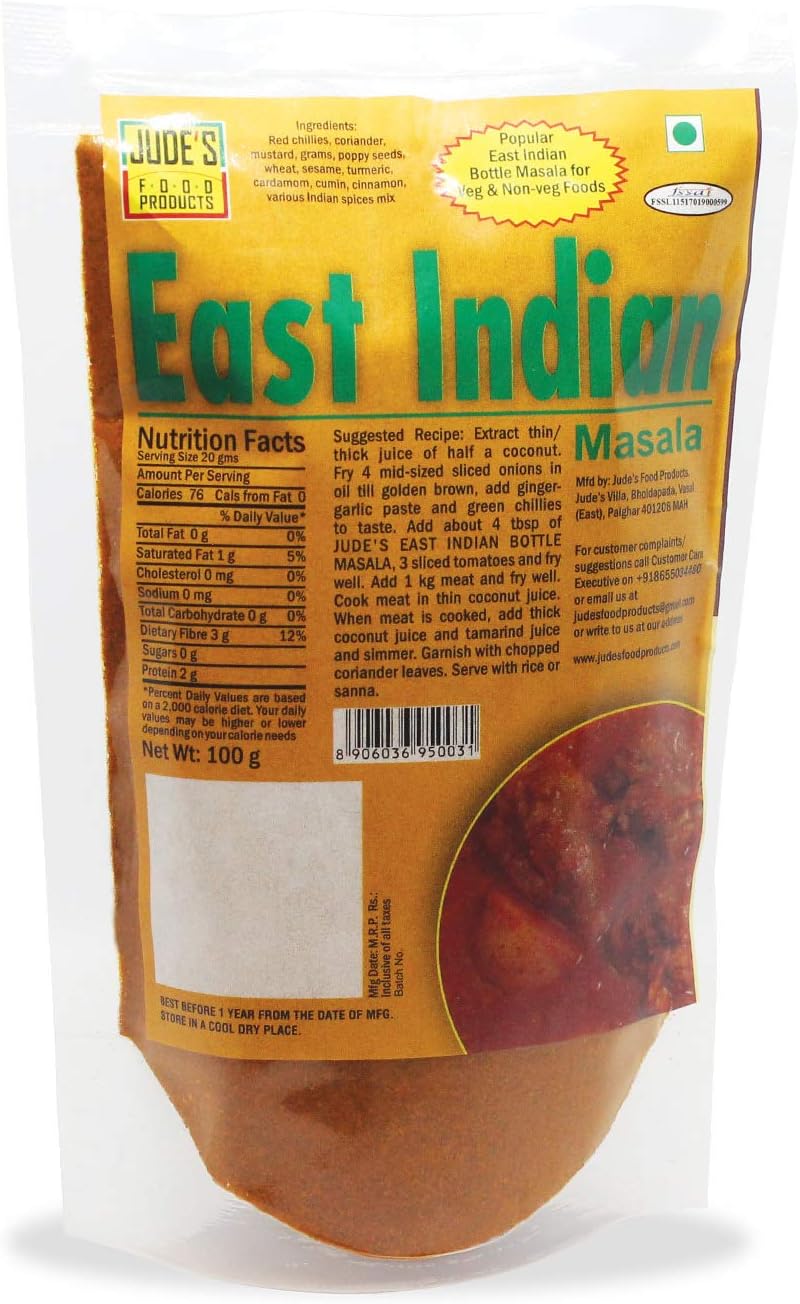 East Indian Masala | Authentic, traditional recipe | Ready to Use | Perfect for Cooking |No Added Colour, Flavours | For Fish, Prawns, Chicken, Meat, Vegetables | Spice Powder | 100 gms (Pack of 1)