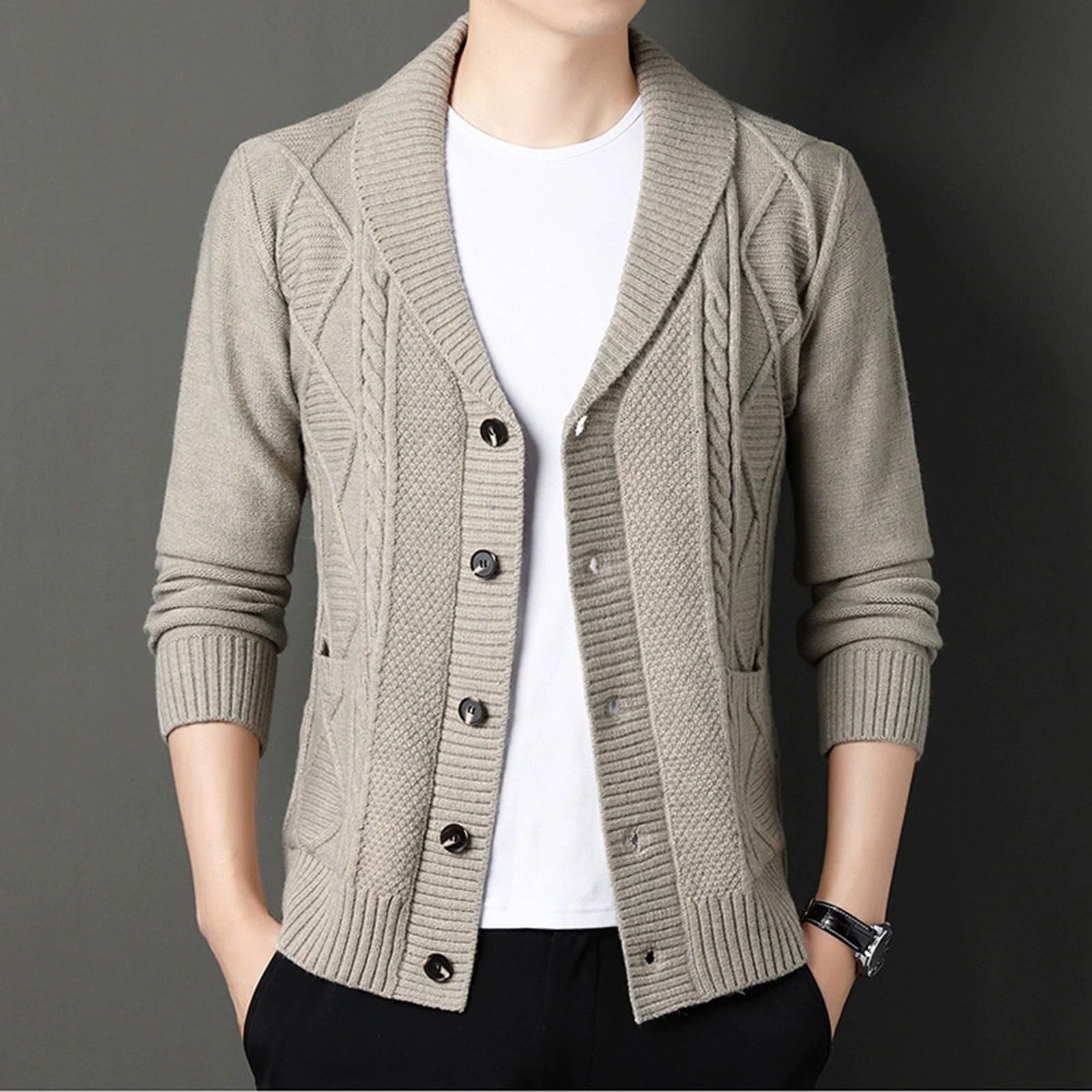 Jersey Hombre CáRdigan Chaqueta De Punto Suéter Cárdigan Hombre Manga Larga Chaqueta Punto Otoño Invierno Cómodo Holgado Versátil Informal Diario