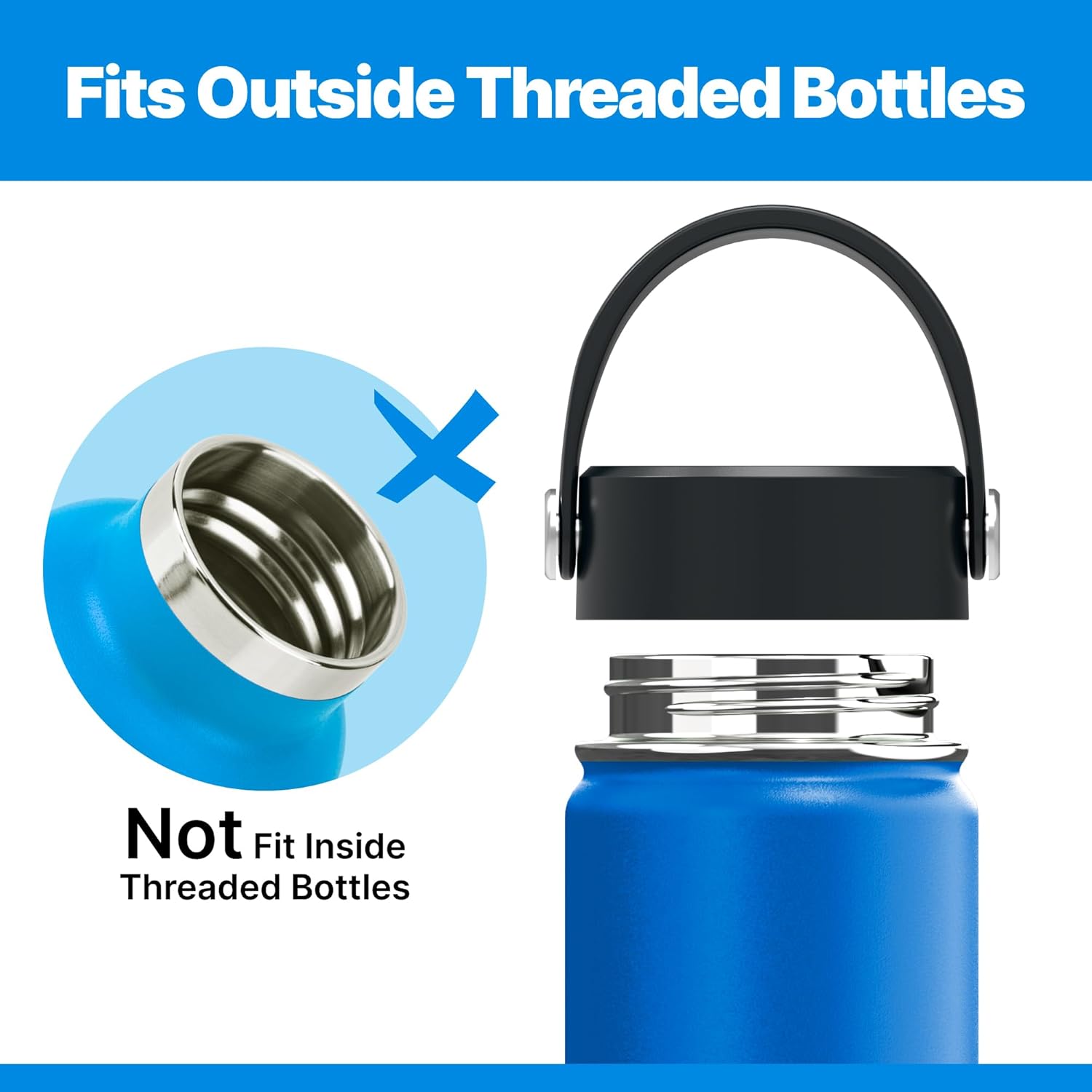 Lid for Hydro Flask 32 40 oz Wide Mouth, Replacement Lids for Hydroflask 12 16 18 20 32 40 64oz Wide Mouth Water Bottles, Flexible Handle Lid - Image 8