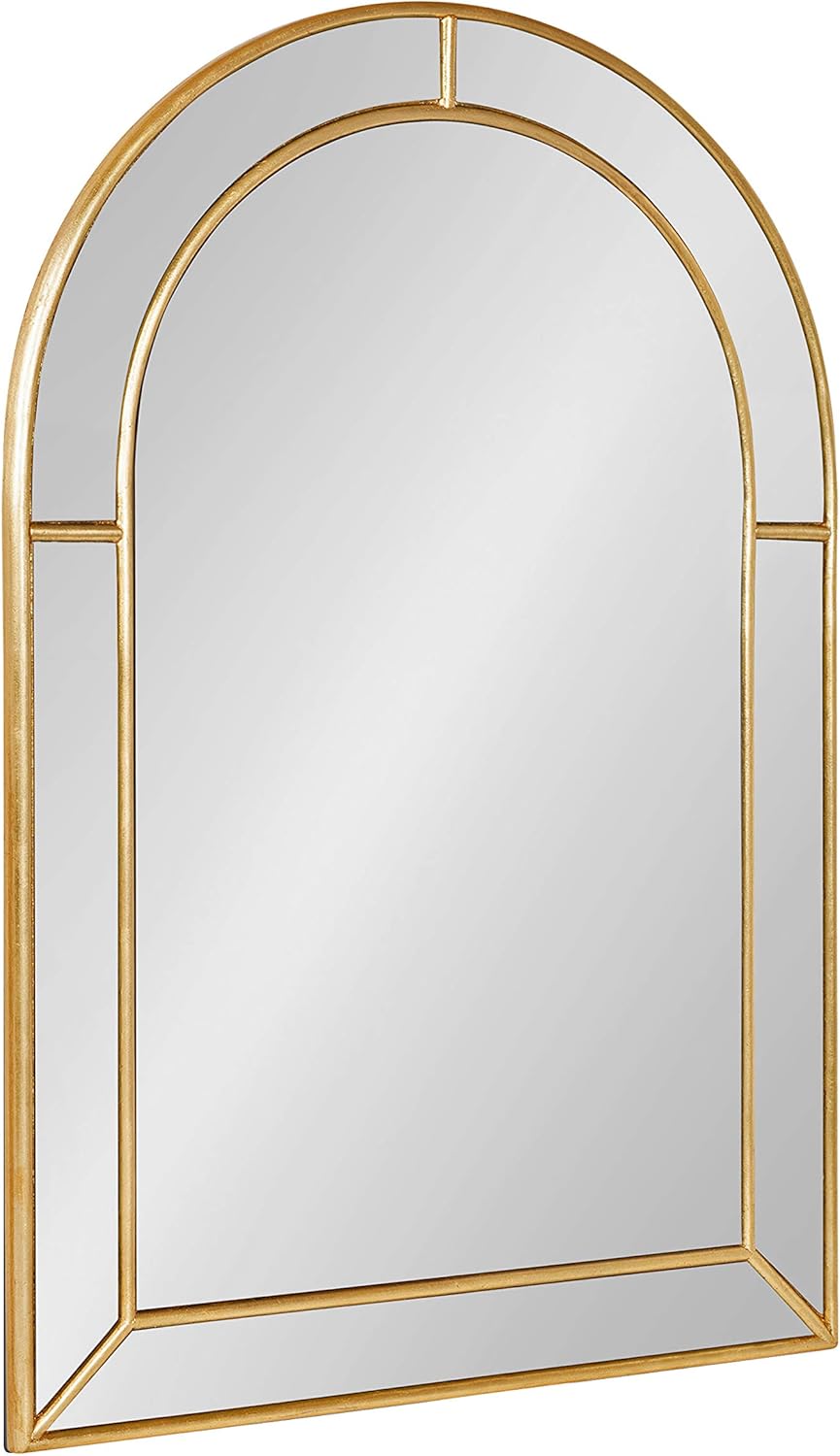Kate and Laurel Fairbrook Transitional Arched Wall Mirror, 18 x 24, Gold, Sophisticated Glam Mirror Decor for Wall