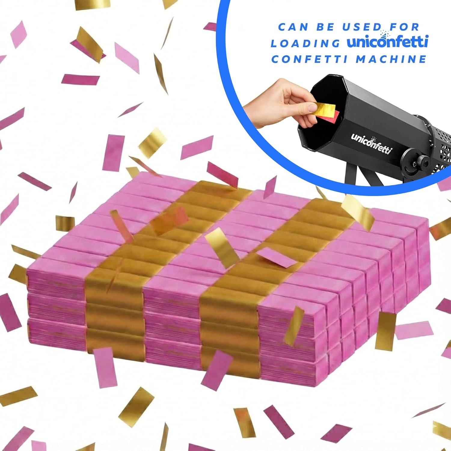 Pink & Gold Confetti Paper - BULK 2.2lbs | 1kg, Biodegradable Tissue Paper, Rainbow Light Weight, Non-Staining Paper, for Events, Crafts, Decorations