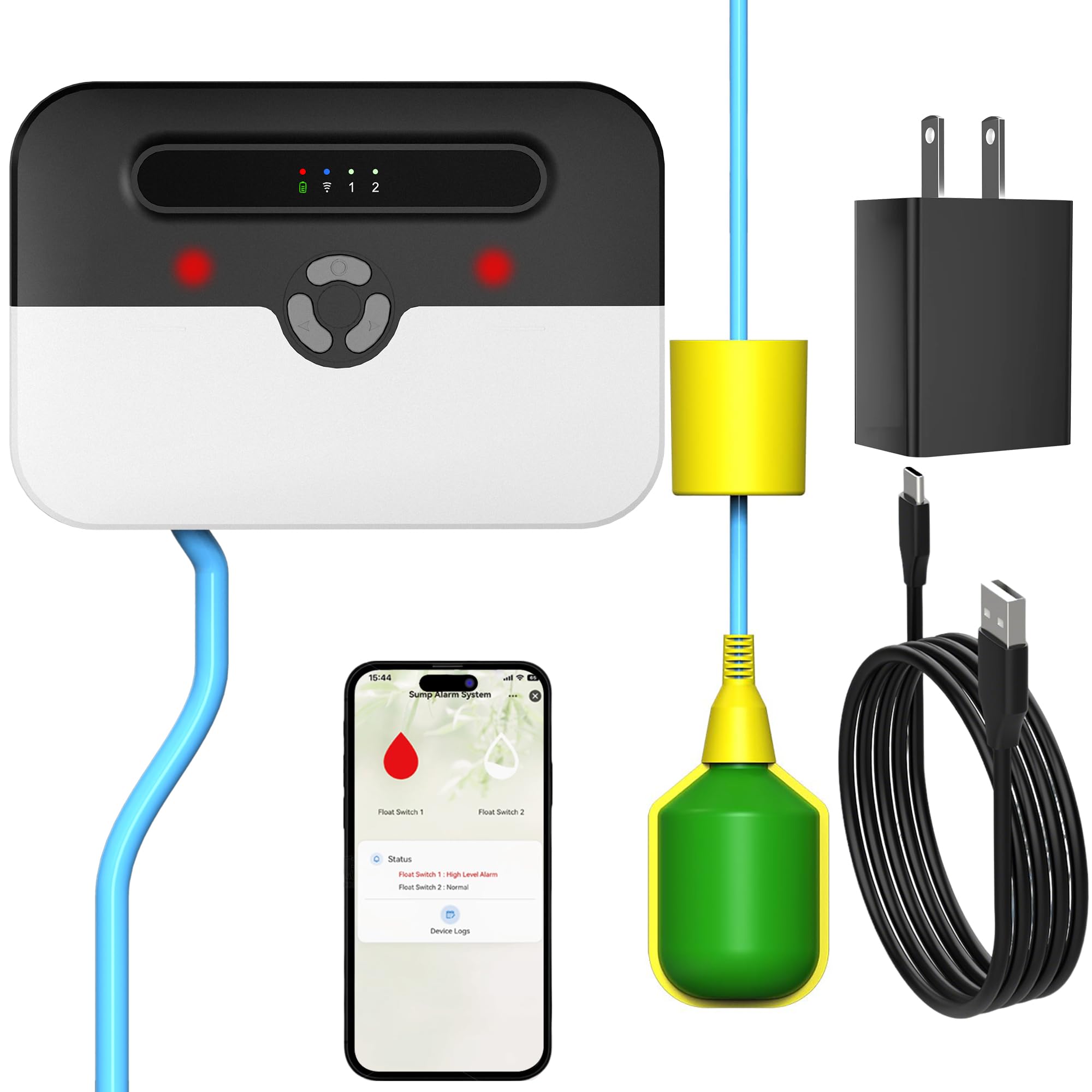 LUCKYDUO Z7PRO Alarma WiFi Bomba Sumergible, Respaldo, Alta/Baja,110dB