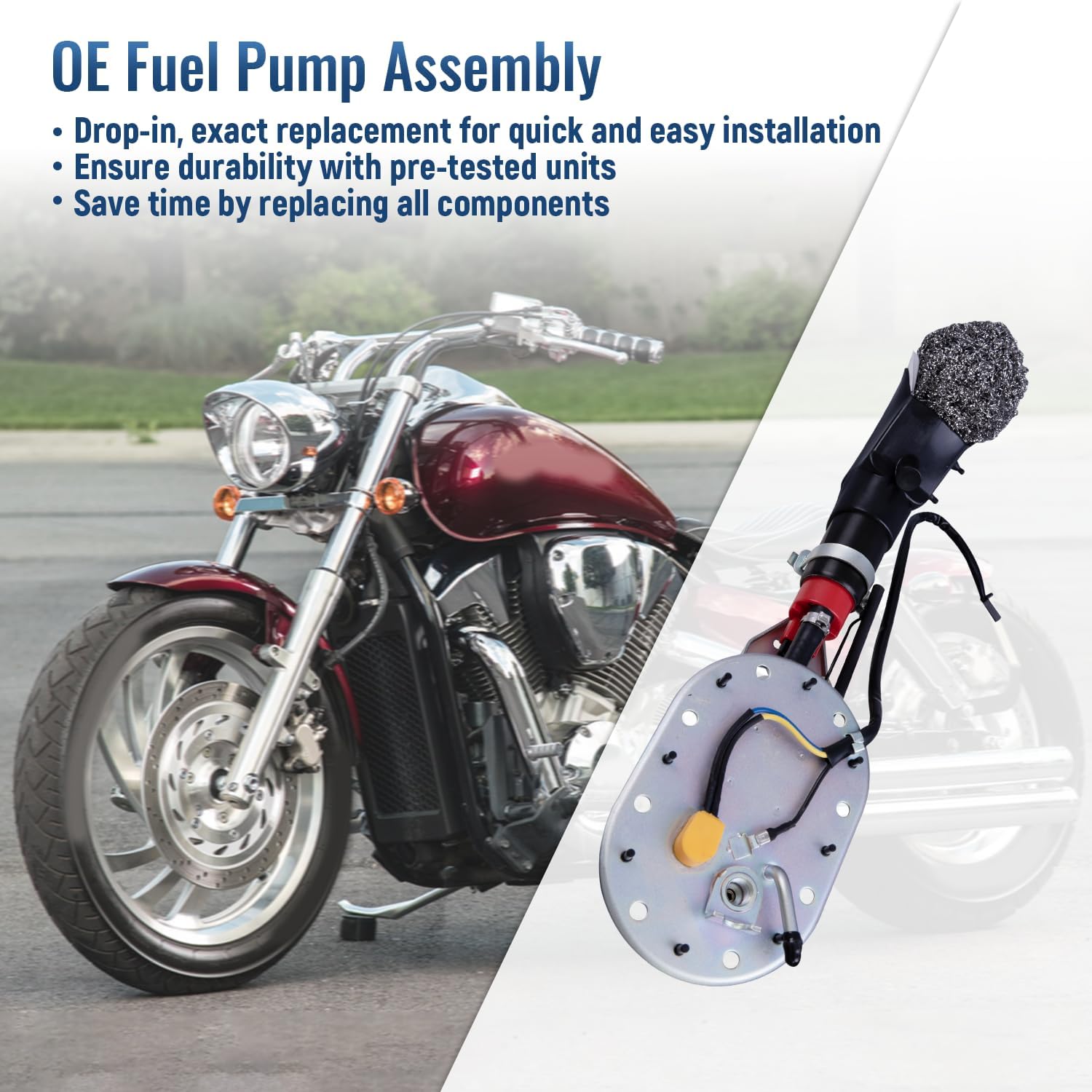 16700-MCH-023 Fuel Pump Assembly Fits for Honda VTX 1800 VTX1800 VTX1800C VTX1800R VTX1800S 2002-2004, VTX1800S AC 2002-2003, VTX1800R A 2002-2003 Replace# 16700MCH023