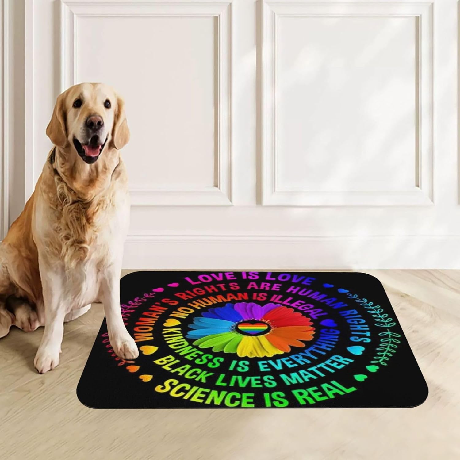 Love is Love Pet Feeding Mat-Absorbent Quick Dry Pet Cat Dog Food Mat Non Slip Waterproof Rubber Dish Placemat