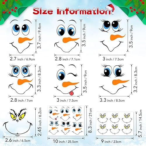 Miniatura 2 de 24 calcomanías de cara de Grinch  muñeco de nieve para adornos de Navidad calcomanías de dibujos animados para bolas de Navidad refrigeradorbotellas