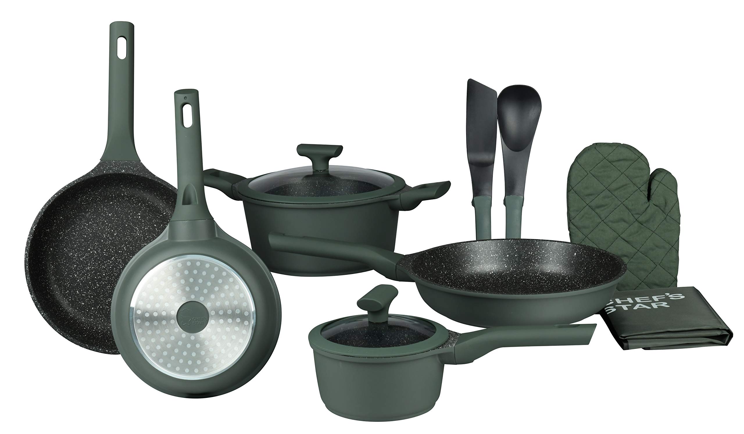 Pots and Pans Non Stick Cookware Set; Best Skillet Pan for Cooking and Saute; Professional Grade Die Cast Aluminum, Set of...