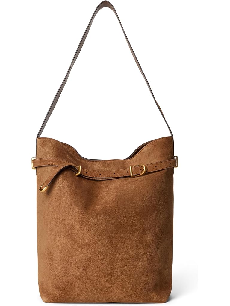 Brown Madewell Suede Belted Essentials Bucket Tote