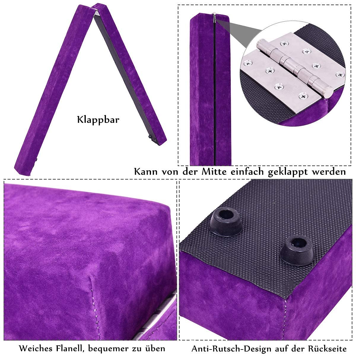 RELAX4LIFE Schwebebalken Kinder 210cm, Balancierbalken zusammenfaltbar, Balance Beam Klappgymnastik mit Rutschfester Basis, Übungsbalken mit Einbauscharniere & Schaumstoff, Gymnastik Übungen zu Hause