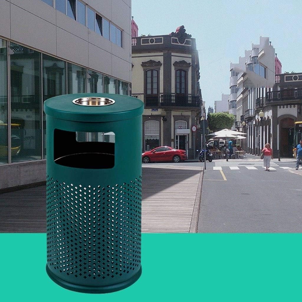 Waste Bins,Outdoor Ashtray Indoor and Outdoor Trash Cans Trash Can Outdoor Large Recyclibin Cylindrical, Suitable for Park School Public Areas Outdoor Recyclibin/Green/a