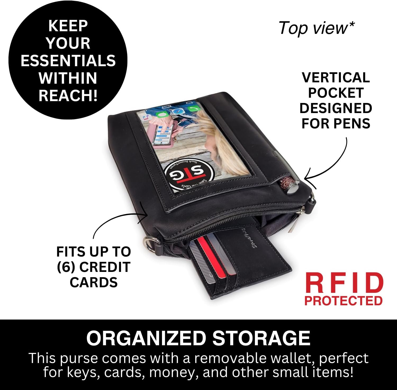 Save the Girls Cell Phone Purse - Touch Screen Women’s Crossbody Handbags (Zoe) - Clutch & Crossbody Phone Case - Image 6