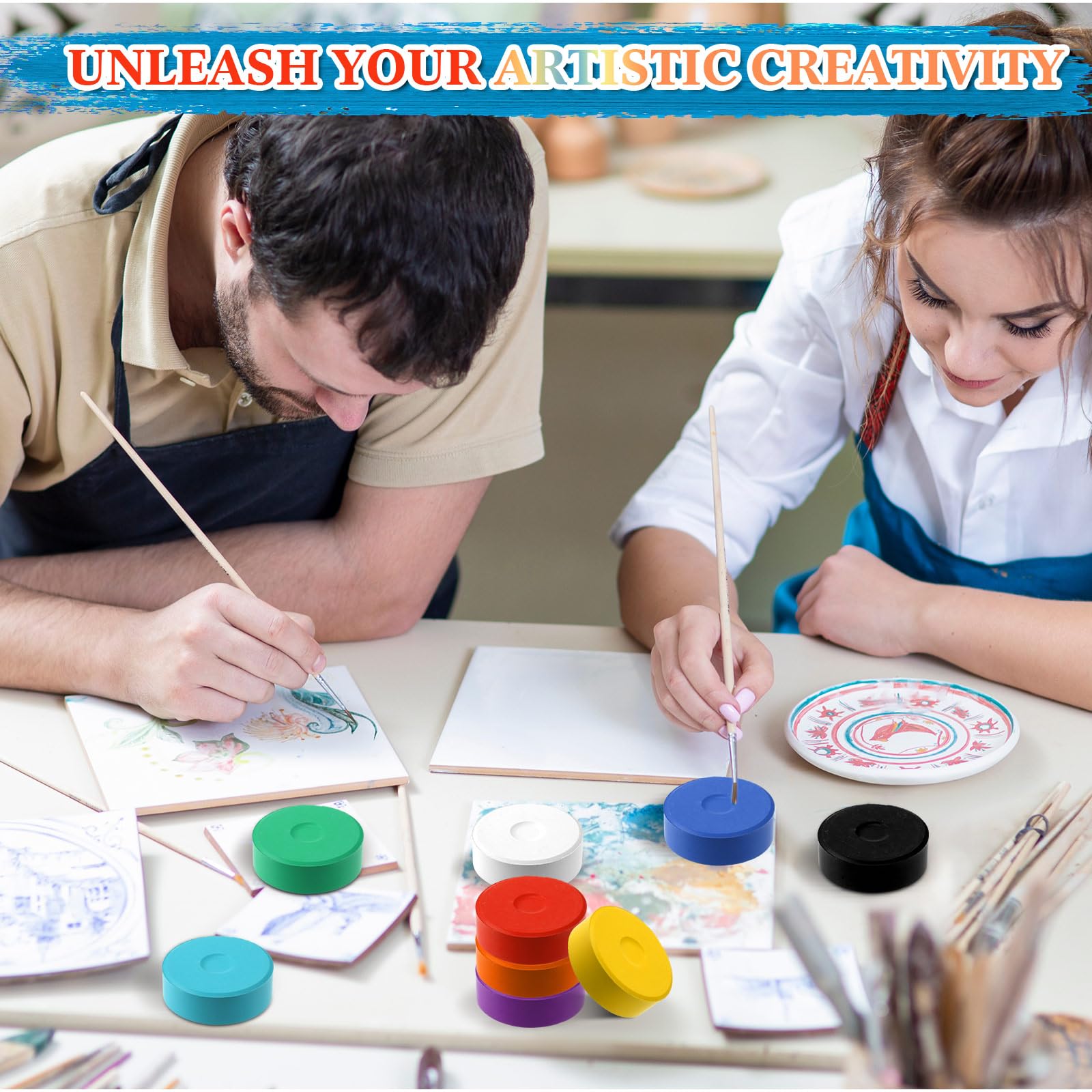 Faccito 81 pz Tempera Vernice Torte Bulk Grandi Torte Tempera Torte Acquerello Ricarica Forniture Artistiche per Classroom Art Painting Disegno
