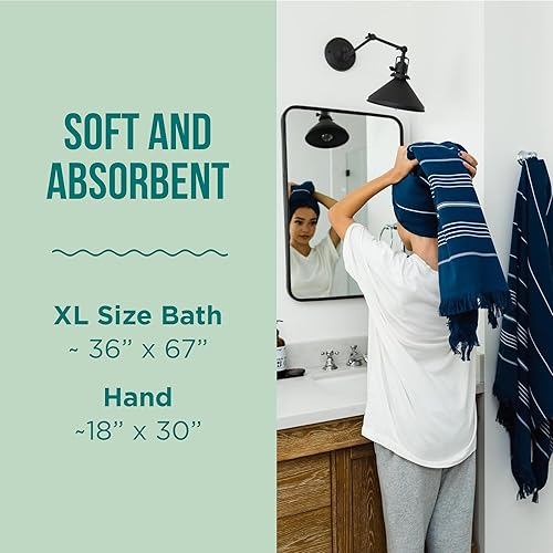 Miniatura 10 de Sand Cloud Paquete de 4 toallas de baño turcas para baño, tamaño grande, hilo de algodón 100% orgánico certificado, ligero, suave y absorbente,