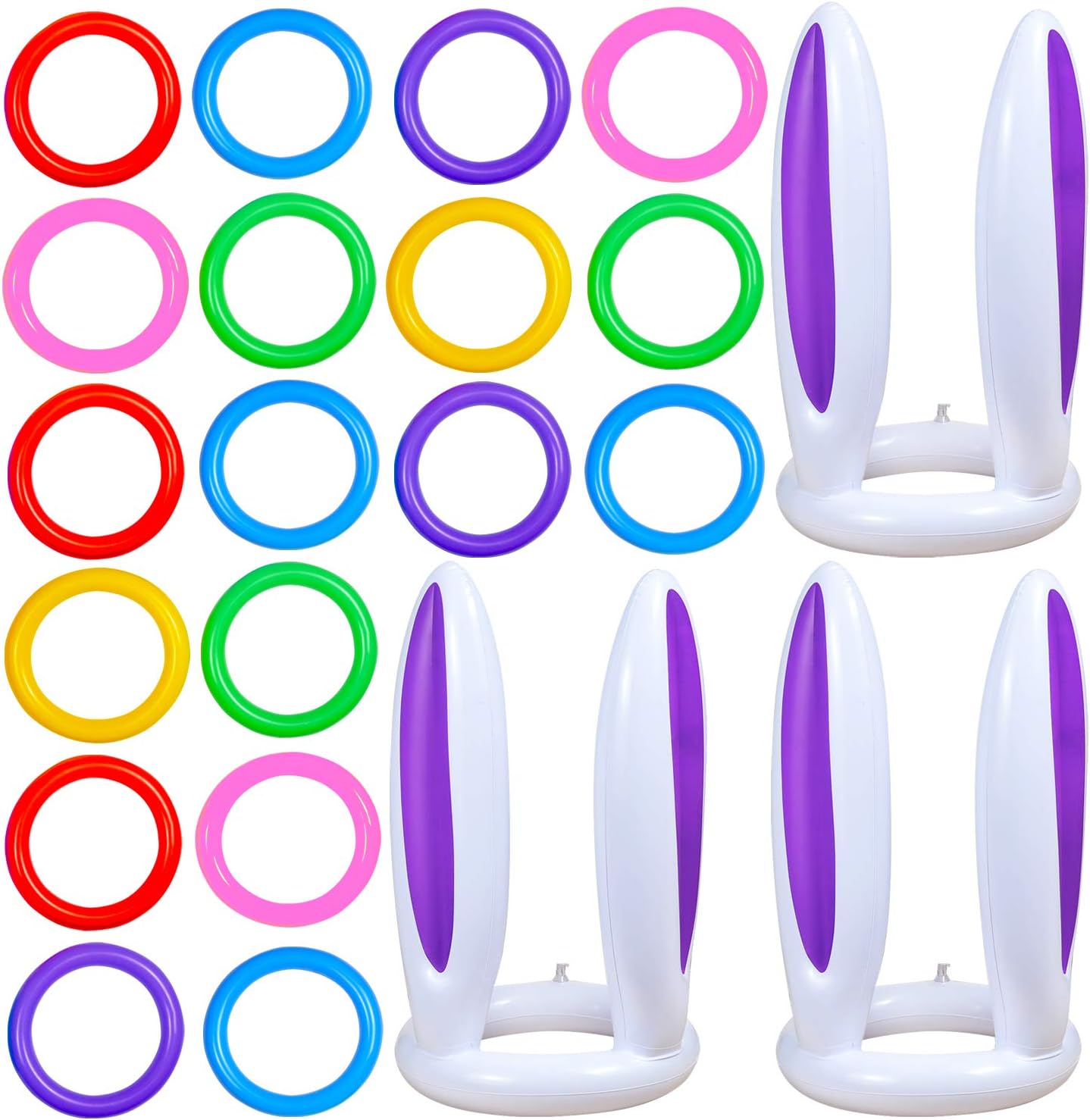 18 Pieces Rings For Toss Game 3 Sets Inflatable Rabbit Ear Hat | For Toss Party Game Games Supplies Color Random