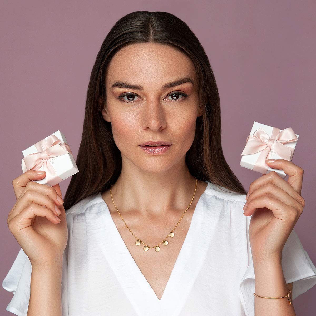 VALENCIA II - Kette mit 2 Herzen | Anhänger mit Gravur | Beste Freundin | Paar Schmuck | Persönliche Geschenke Valentinstag Jahrestag Muttertag | 316L Edelstahl Roségold Silber Gold