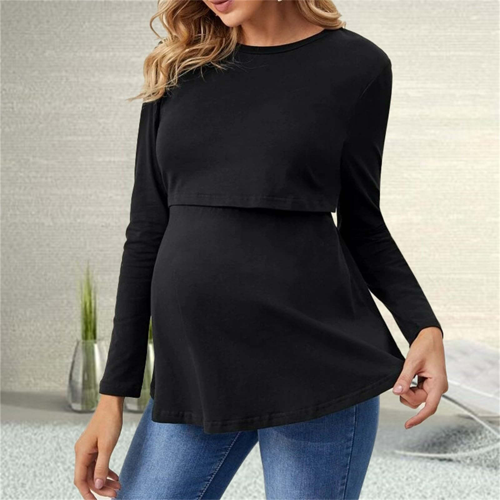 Maglietta Allattamento Premaman Maglia Manica Lunga T Shirt Camicia di maternità Gravidanza Camicetta Donna Elegante Regali La Mogliemaglia