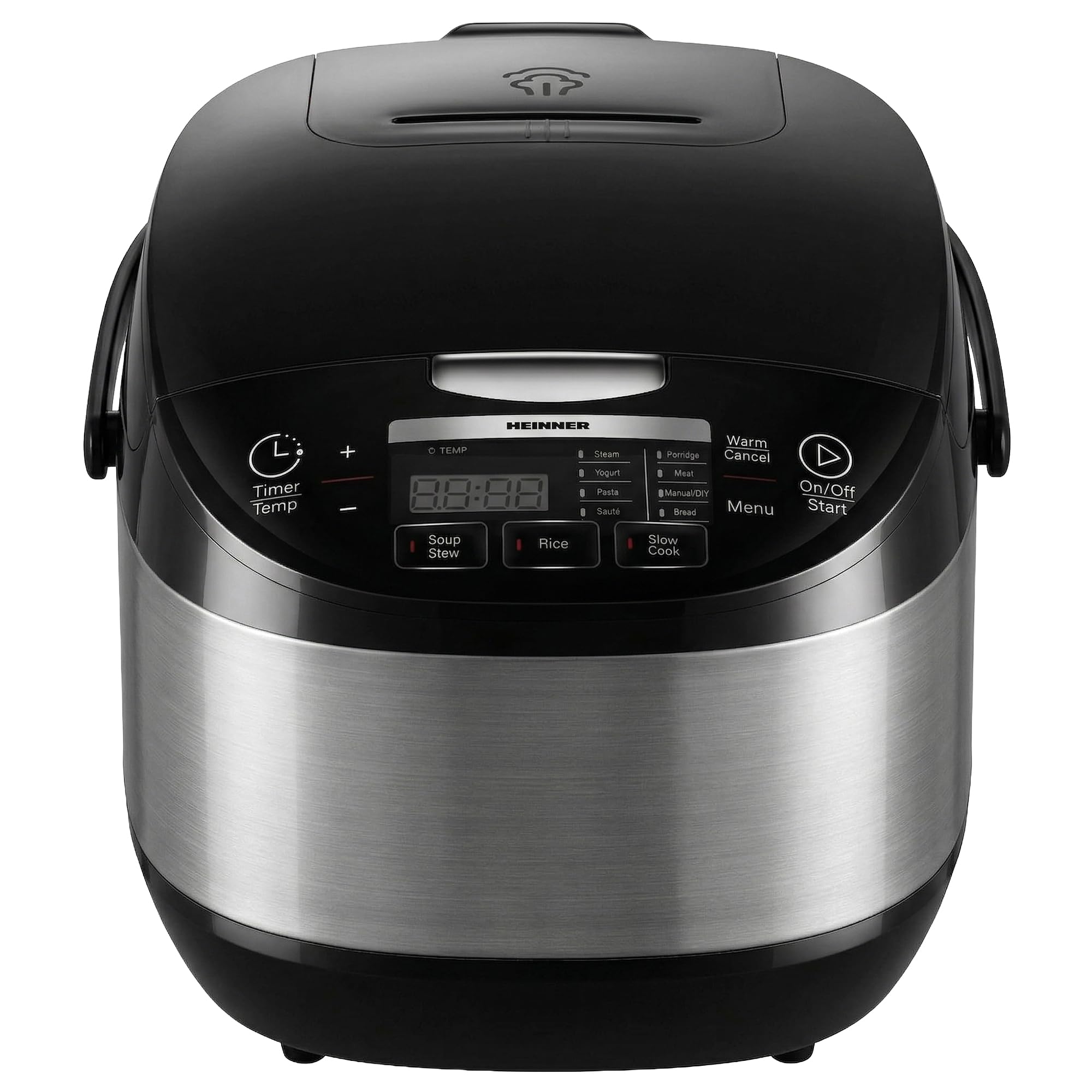 Multicooker HMCK-5BK, 5 L, 770–918 W, Touch-Bedienfeld, LED-Display, 24-Stunden-Timer, Warmhaltefunktion, abnehmbarer Antihaft-Topf, Dampfgareinsatz, Schwarz