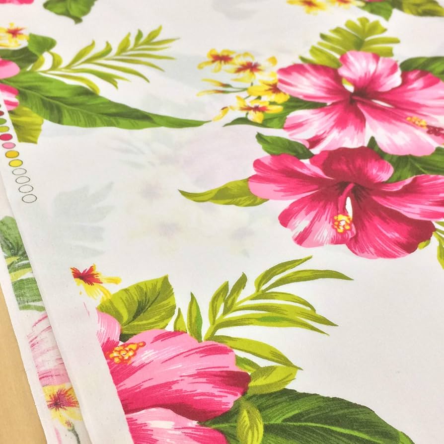 Amazon | ハワイアン 生地 ハイビスカス柄 ブロード 布 布地