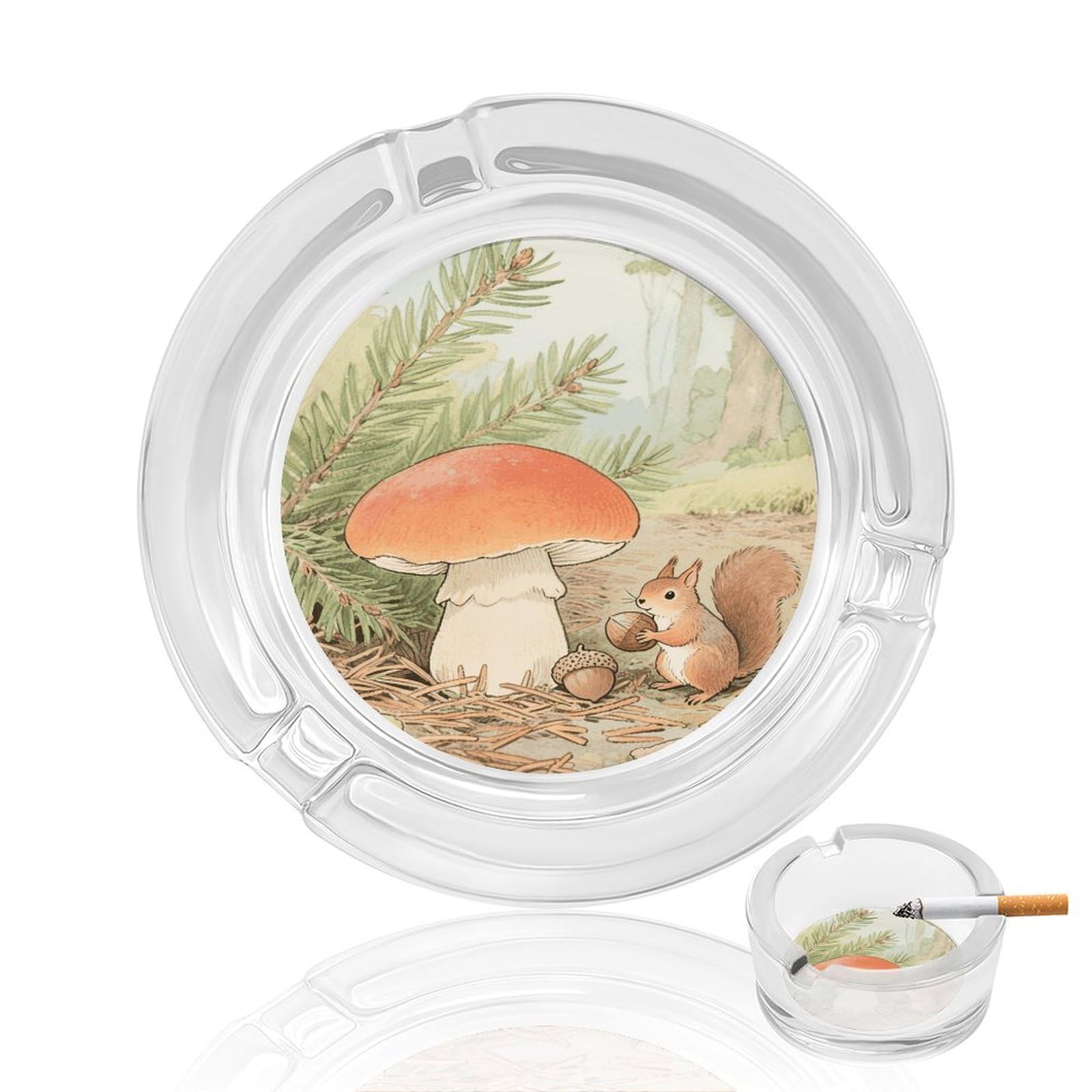 Vintage Mushroom Ashtray Cigar Cigarette Rest Glass Outdoor Cigar Ashtrays with 3 Grooves Travel Cigar Ashtrays Fancy Cute Cool Ash Tray for Smokers Tabletop